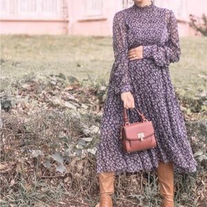 Blue floral midi dress
